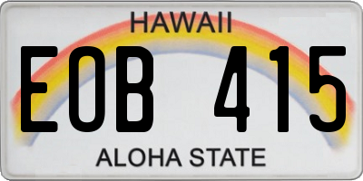 HI license plate EOB415