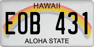 HI license plate EOB431