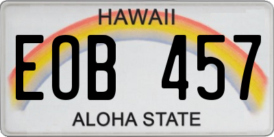 HI license plate EOB457