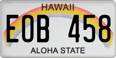 HI license plate EOB458