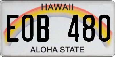 HI license plate EOB480
