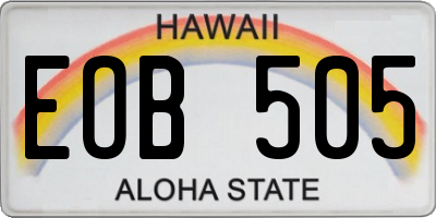 HI license plate EOB505