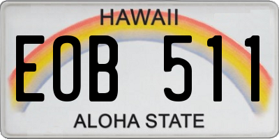 HI license plate EOB511