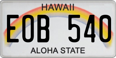 HI license plate EOB540