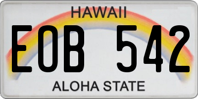 HI license plate EOB542