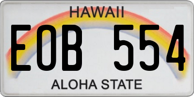 HI license plate EOB554