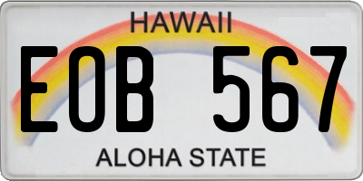 HI license plate EOB567