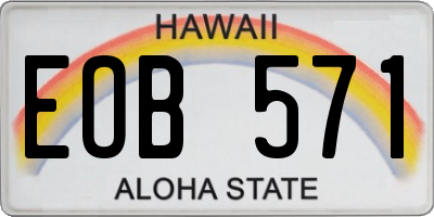 HI license plate EOB571