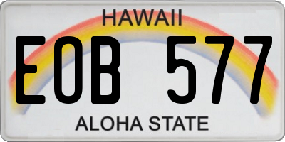 HI license plate EOB577