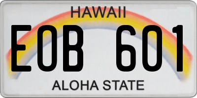 HI license plate EOB601