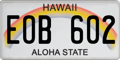 HI license plate EOB602