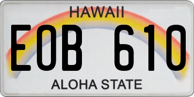 HI license plate EOB610