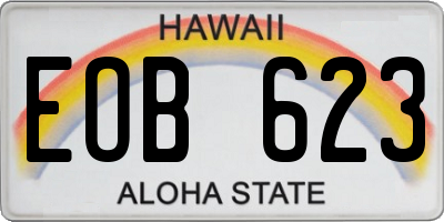 HI license plate EOB623