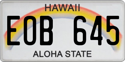 HI license plate EOB645