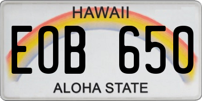 HI license plate EOB650