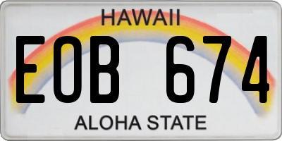 HI license plate EOB674