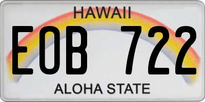 HI license plate EOB722