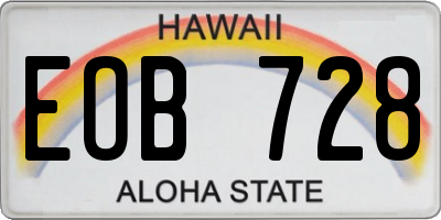 HI license plate EOB728