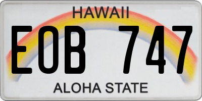HI license plate EOB747