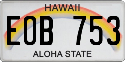 HI license plate EOB753