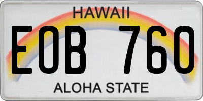 HI license plate EOB760