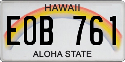 HI license plate EOB761