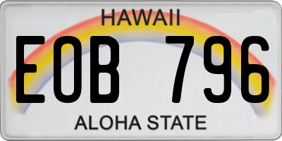 HI license plate EOB796