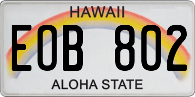 HI license plate EOB802