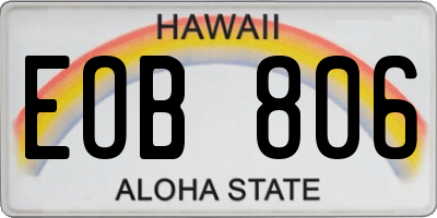 HI license plate EOB806