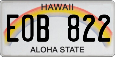 HI license plate EOB822