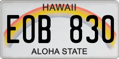 HI license plate EOB830