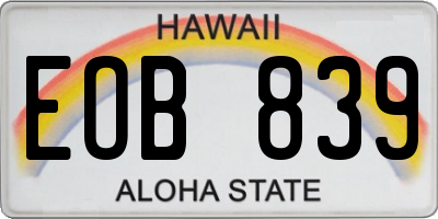 HI license plate EOB839