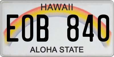 HI license plate EOB840
