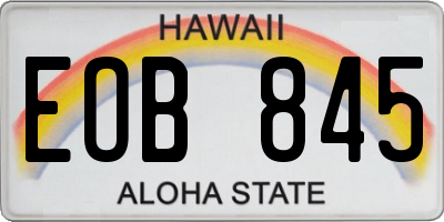 HI license plate EOB845