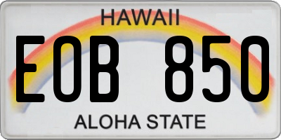 HI license plate EOB850