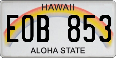 HI license plate EOB853
