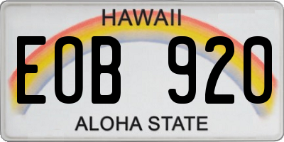 HI license plate EOB920