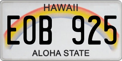 HI license plate EOB925