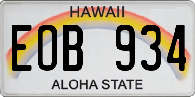 HI license plate EOB934