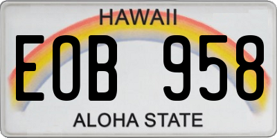 HI license plate EOB958