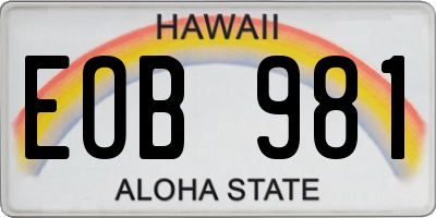 HI license plate EOB981