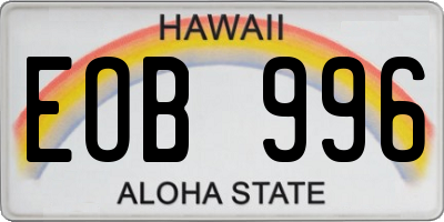 HI license plate EOB996