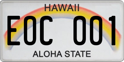 HI license plate EOC001