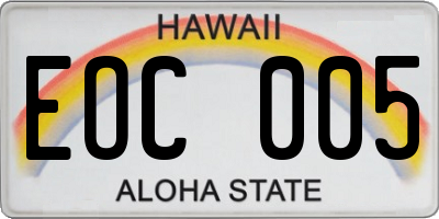 HI license plate EOC005