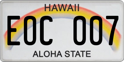 HI license plate EOC007