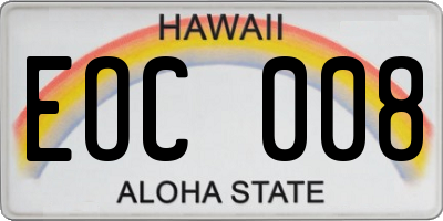 HI license plate EOC008