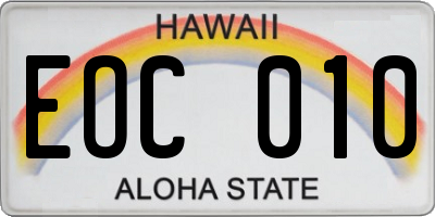 HI license plate EOC010