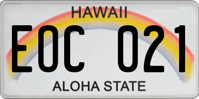 HI license plate EOC021
