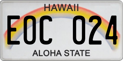 HI license plate EOC024