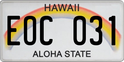 HI license plate EOC031